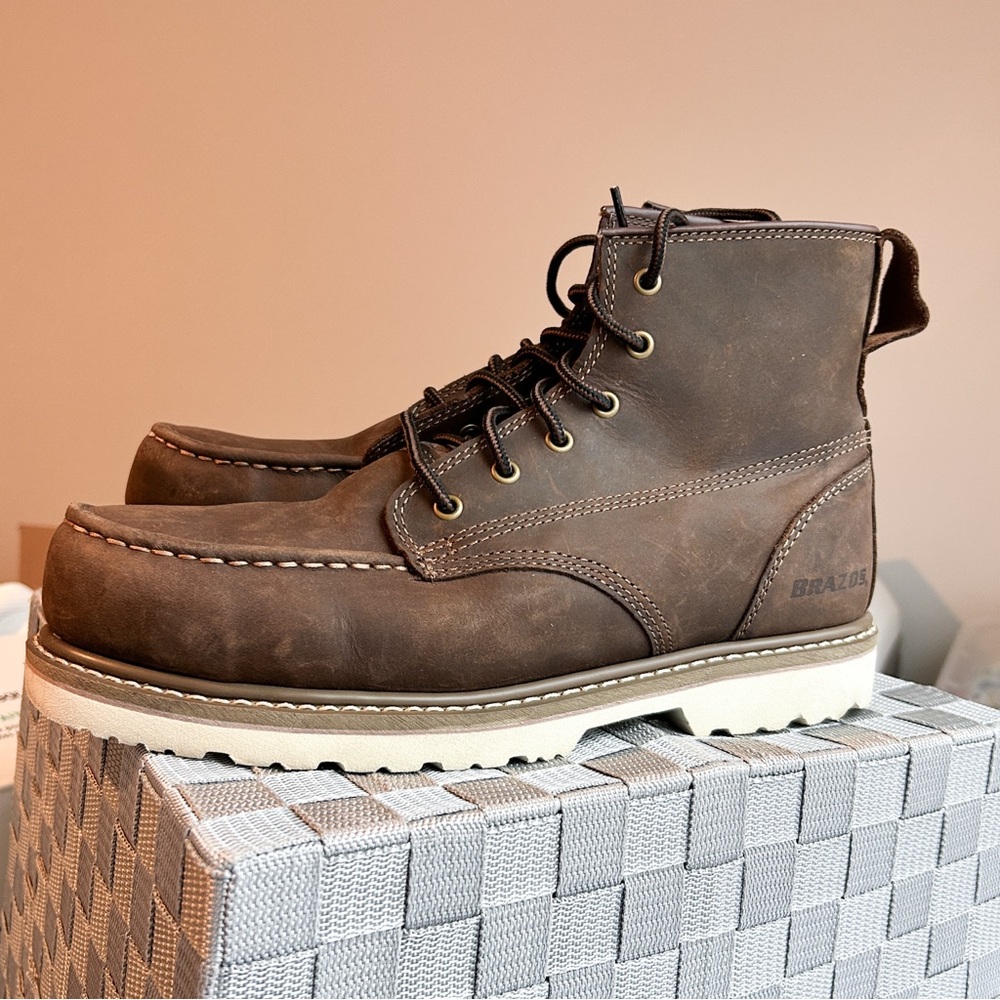 Brazos Men's Wyatt EH Composite Toe Lace Up Work Boots